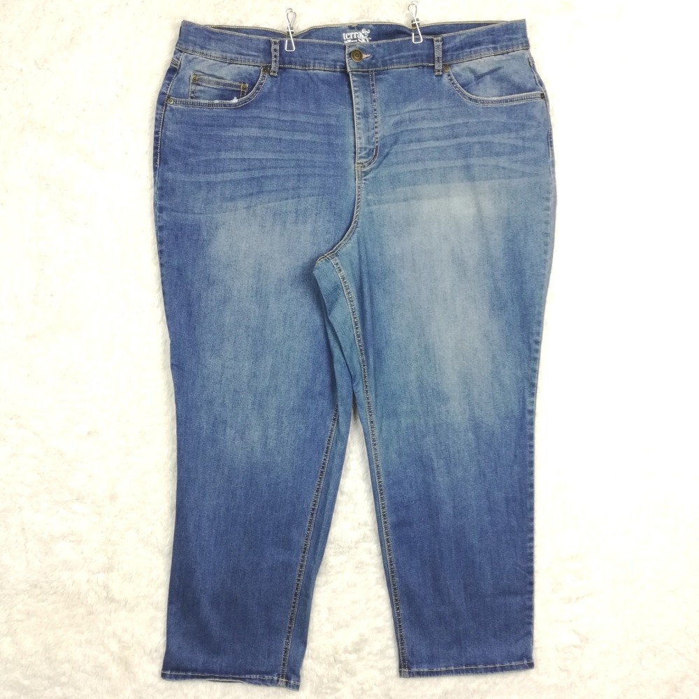 Terra & Sky Womens Jeans Core Straight Leg Blue Denim Petite‎ Plus 24W P